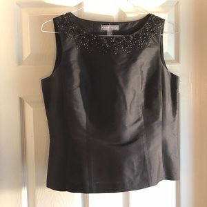 Kate Hill Black Beaded Silk Top